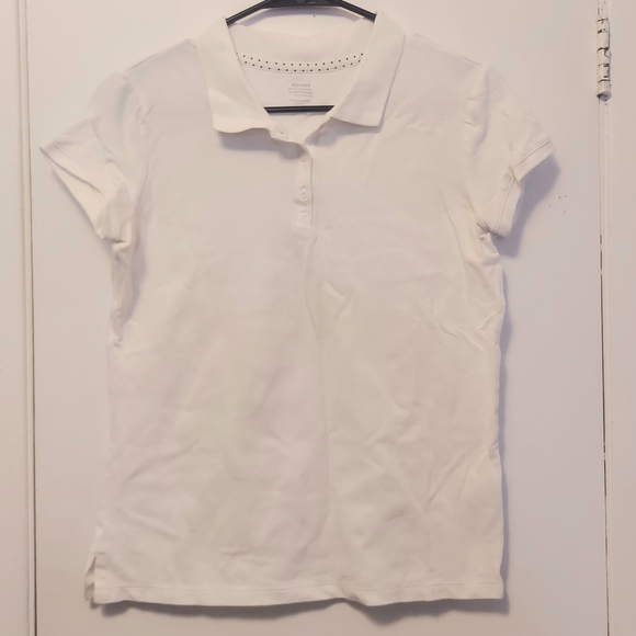 💥3/$25💥Old Navy Girls Short Sleeve Uniform Polo Shirt T-shirt White sz XL (14) - Picture 2 of 5